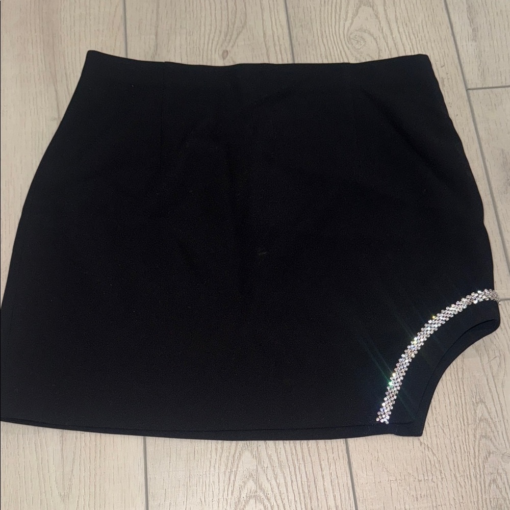 Zara Black Mini Skirt with Silver Accents